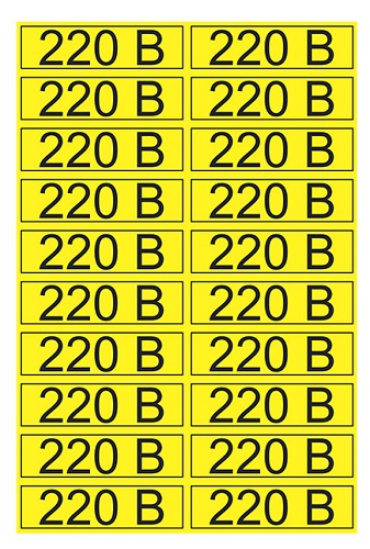 

Наклейка Rexant 56-0007-1 знак электробезопасности «220 В» 15х50 мм (20 шт на листе), 56-0007-1