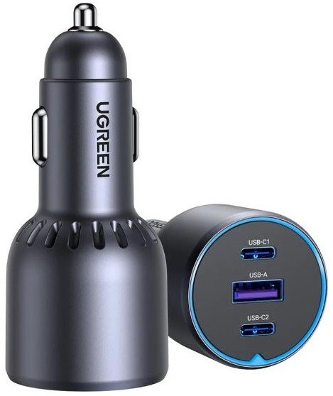 

Зарядное устройство автомобильное UGREEN EC307 45843_ 30W 3-Port Fast Car Charger, цвет: серый, EC307