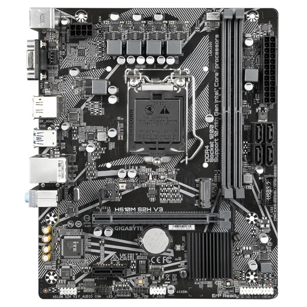 

Материнская плата mATX GIGABYTE H510M S2H V3 2.0 (LGA1200, Q470E, 2*DDR4 (3200), 4*SATA 6G RAID, M.2, 2*PCIe, HDMI, DP, 2*USB 3.2, 4*USB 2.0) RTL, H510M S2H V3 2.0