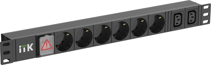 

Блок розеток ITK PH12-6D2C133 6 розеток нем. ст. + 2 С13 LED 1U вх. С14 алюмин., PH12-6D2C133