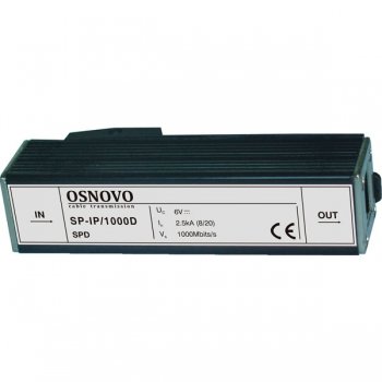 

Грозозащита OSNOVO SP-IP/1000D для локальной вычислительной сети (скорость до 1000 Мб/с). Двухступенчатая защита, SP-IP/1000D