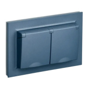 фото Розетка двухместная с заземлением в сборе  IEK BR-R26-16-44-K35-F