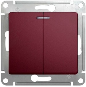 

Выключатель Schneider Electric GSL001153 Glossa 2-клавишный с подсветкой сх.5а (баклажановый), GSL001153