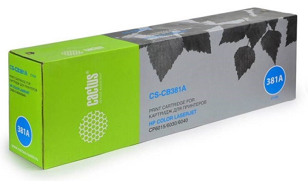 

Картридж Cactus CS-CB381AR голубой для HP CLJ CM6030/CM6040/CP6015 (21000стр.), CS-CB381AR