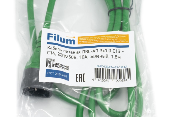 фото Кабель питания  Filum FL-PC-C13/C14-C1-1.8-GR в Омске
