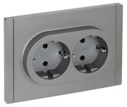 фото Розетка двухместная с заземлением  IEK FP-R24-16-1-K46