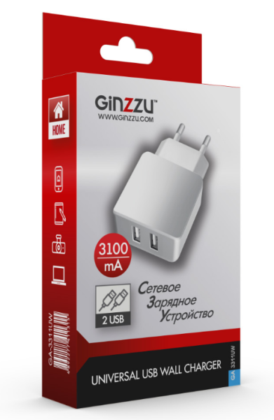 фото Зарядное устройство сетевое Ginzzu GA-3311UW в Казани