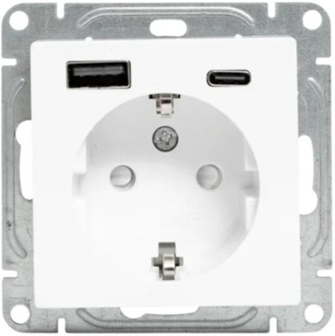 фото Розетка с заземлением с 2 USB  EKF UP1-SOW-111-USBA+USBC в Санкт-Петербургe