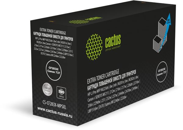 

Картридж Cactus CS-CF283X-MPSXL CF283X/Canon 737 черный (8000стр.) для HP LJ Pro MFP M225dn/M201n/M202n/dw;Canon i-SENSYS MF211/212w/216n/217w/226dn/2, CS-CF283X-MPSXL
