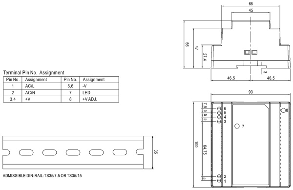 фото Преобразователь AC-DC сетевой Mean Well DR-100-12 в Казани