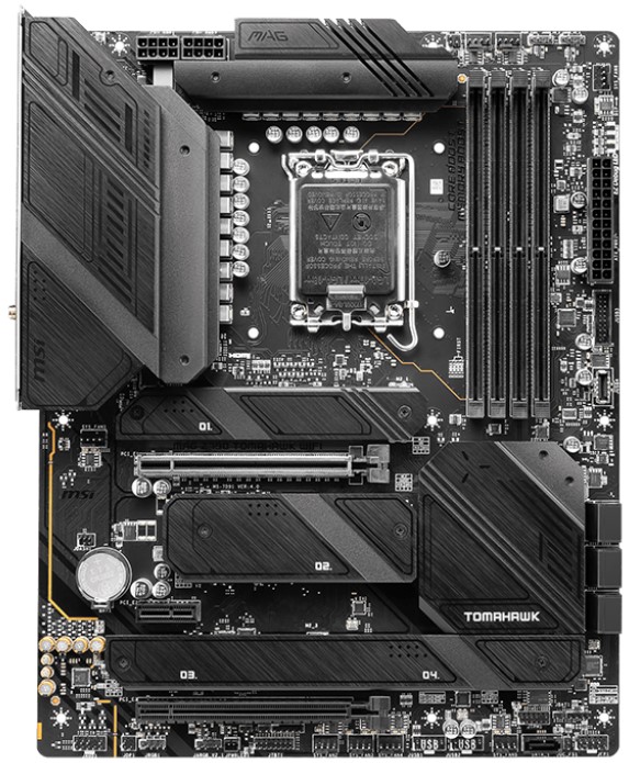 

Материнская плата ATX MSI MAG Z790 TOMAHAWK WIFI (LGA1700, Z790, 4*DDR5 (7200), 7*SATA 6G RAID, 4*M.2, 3*PCIE, 2.5Glan, WiFi, BT, HDMI, DP, 2*USB Type, MAG Z790 TOMAHAWK WIFI
