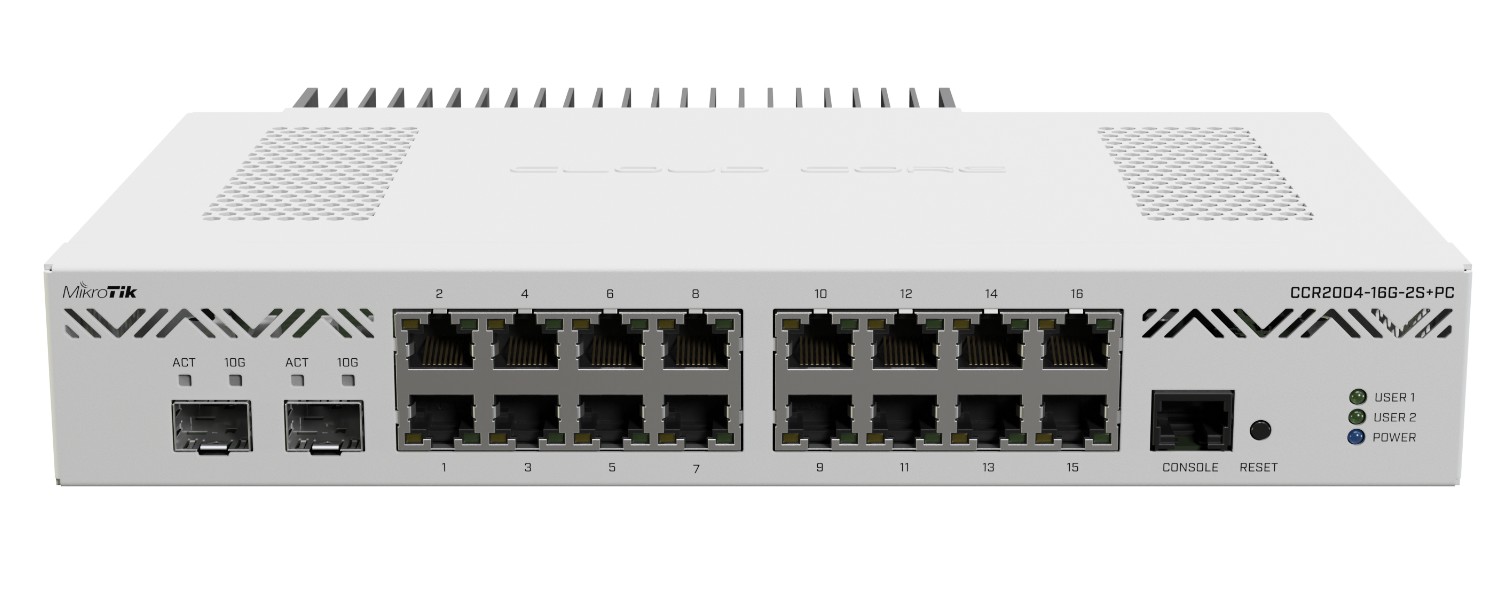 

Маршрутизатор Mikrotik CCR2004-16G-2S+PC 16*1Gbit RJ45, 2*10Gbit SFP+, CCR2004-16G-2S+PC