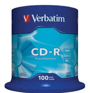 

Диск CD-R Verbatim 43411 700МБ, 80 мин., 52x, 100 шт., Cake Box, DL, 43411