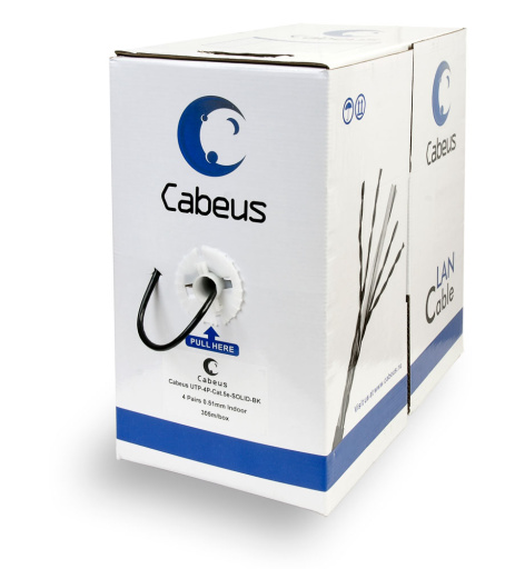 фото Кабель витая пара U/UTP 5e кат. 4 пары Cabeus UTP-4P-Cat.5e-SOLID-BK в Перми