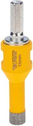 

Коронка алмазная KRANZ KR-92-1004 профессиональная по керамограниту и железобетону М14, вакуумное спекание, 12мм, для УШМ, KR-92-1004