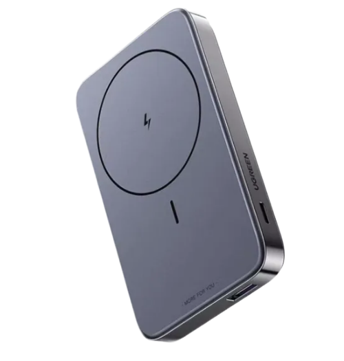 

Аккумулятор внешний UGREEN PB206 магнитный, 10000mAh MIni Magnetic Wireless 20W Power Bank With Holder. Цвет: серый космос, PB206