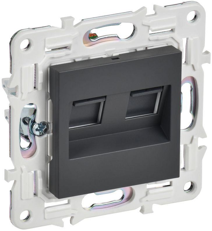 

Розетка компьютерная двойная IEK SK-K20-1-K48 SKANDY RJ45 кат.5E SK-K03T титан, SK-K20-1-K48