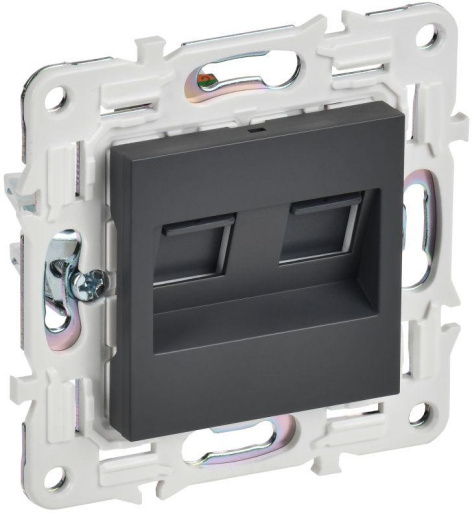 Изображение товара Компьютерная розетка IEK SK-K20-1-K48 с двумя RJ45 для Ethernet, встраиваемая, матовая