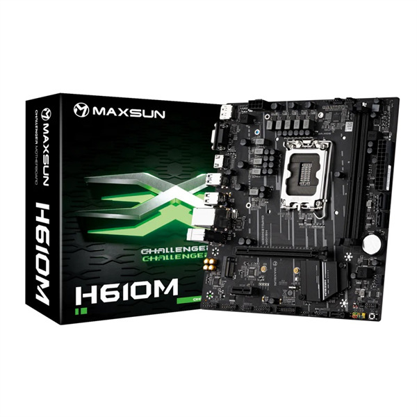 

Материнская плата mATX MAXSUN Challenger H610M (LGA1700, H610, 2*DDR4 (3200), 3*SATA, M.2, 2*USB 3.2, 4*USB 2.0, PCIe x16, VGA, HDMI, DP), Challenger H610M