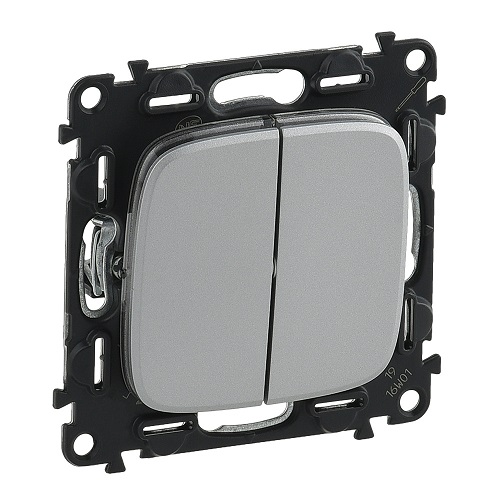 

Переключатель Legrand 752908 Valena ALLURE - двухклавишный 10А 250В с лицевой панелью, безвинтовые зажимы, алюминий, 752908