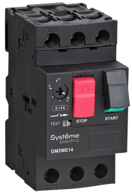 

Автоматический выключатель для защиты двигателя Systeme Electric GM2ME07 GM2ME 1.6-2.5A комб.расцепитель кноп.упр. (GV2ME07), GM2ME07
