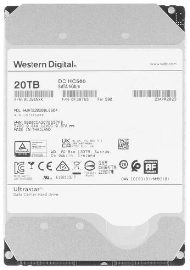 фото Жесткий диск 20TB SATA 6Gb/s Western Digital Ultrastar DC HC560 в Уфе