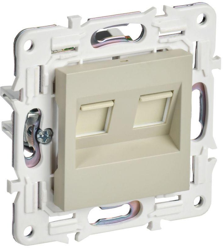 

Розетка компьютерная двойная IEK SK-K20-1-K10 SKANDY RJ45 кат.5E SK-K03B Бежевый, SK-K20-1-K10