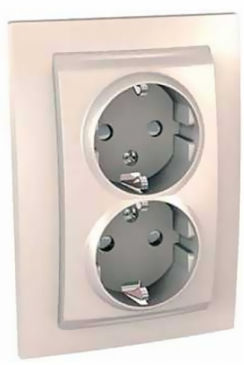 

Розетка Schneider Electric MGU23.067.25D Unica беж двойная с з/к со шторками с рамкой, MGU23.067.25D