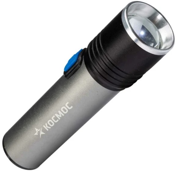 

Фонарь Космос KOS111Lit ручной аккум/3ВтLED/линза/зум/Li-ion18650 1200mAh/анодир алюминий/USB-шнур, KOS111Lit