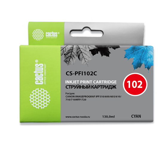 Изображение товара Картридж Cactus CS-PFI102C для Canon imagePROGRAF синий совместимость