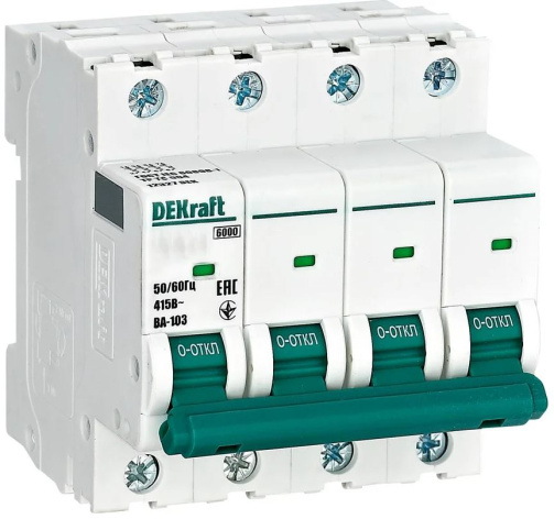 Изображение товара Автоматический выключатель DEKraft 12260DEK 32А IP20 4Полюса 6кА
