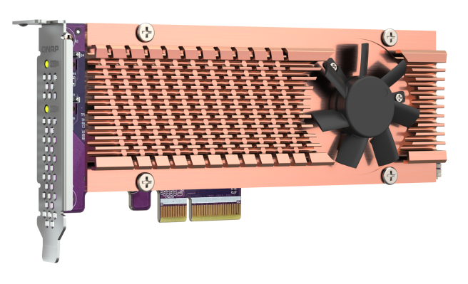 

Карта расширения QNAP QM2-2P-344A 2 слота M.2 22110/2280 NVMe SSD. Интерфейс PCIe Gen3 x4., QM2-2P-344A
