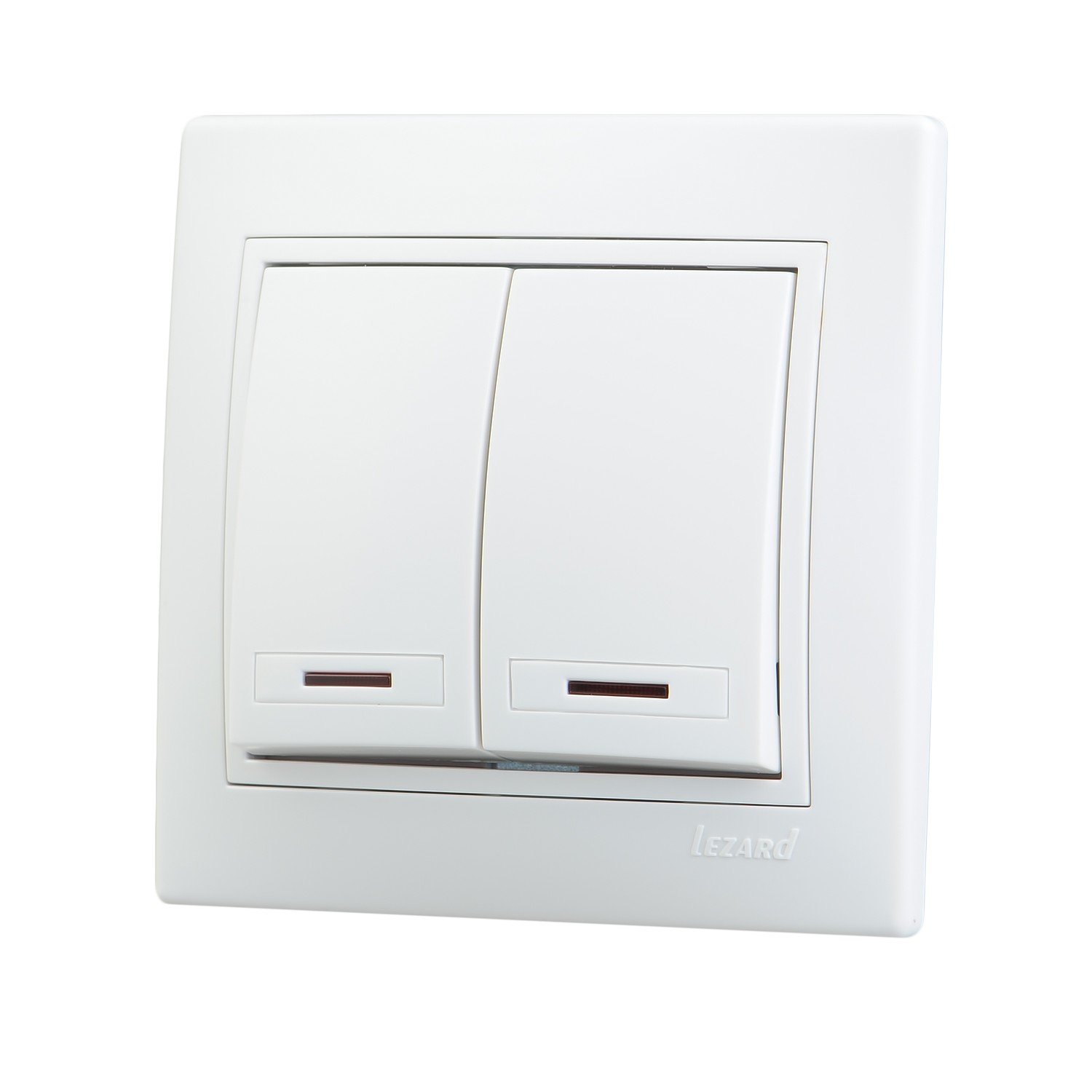 

Выключатель Lezard 701-0202-112 MIRA двухклавишный с подсветкой белый с белой вставкой, 701-0202-112