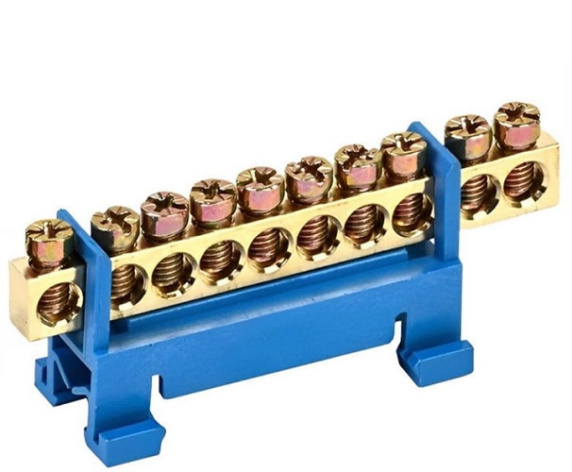 Изображение товара Шина Rexant 11-2355 нулевая латунная синяя пластиковый изолятор