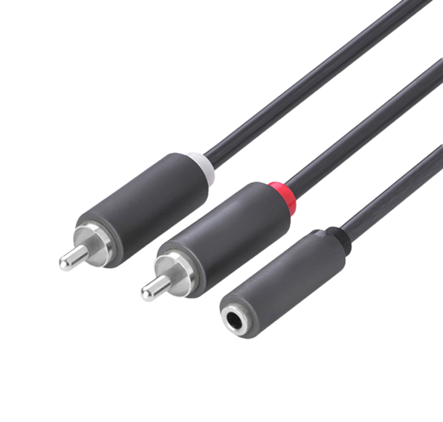 

Кабель-переходник Greenconnect GCR-51841 0.3m аудио jack 3,5mm / 2 х RCA , черный, F/M, GCR-51841