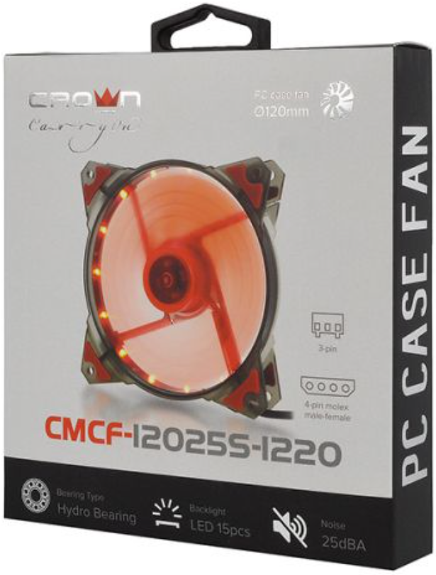 

Вентилятор для корпуса Crown CMCF-12025S-1220 CM000002223 (120*120*25мм, 1650rpm, 60CFM, 28dBA, 3pin), CMCF-12025S-1220