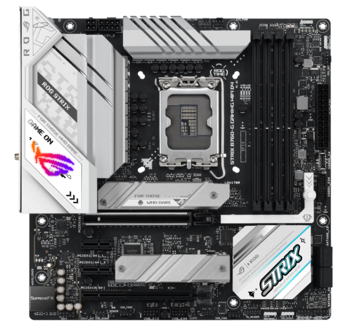 

Материнская плата mATX ASUS ROG STRIX B760-G GAMING WIFI D4 (LGA1700, B760, 4*DDR4 (5333), 4*SATA 6G RAID, 2*M.2, 4*PCIE, 2.5Glan, WiFi, BT, HDMI, DP,, ROG STRIX B760-G GAMING WIFI D4