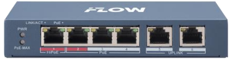 

Коммутатор неуправляемый iFlow F-SW-EU206HPOE-V 4 RJ45 100M PoE с грозозащитой 6кВ, 2 Uplink порт 10/100M Ethernet: 802.3af/at/bt,1 порт поддерживает, F-SW-EU206HPOE-V
