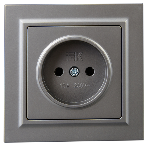 

Розетка без заземления в сборе IEK BR-R10-10-K46-F BRITE без защитных шторок 10А РСР10-1-0-БрС Сталь, BR-R10-10-K46-F