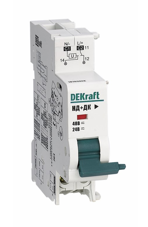 

Расцепитель DEKraft 18103DEK независимый c доп. контактом 24В, 48В AC DC для ВА-101 нов., 18103DEK