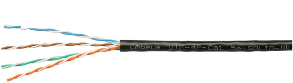 фото Кабель витая пара U/UTP 5e кат. 4 пары Cabeus UTP-4P-Cat.5e-SOLID-BK-100 в Омске
