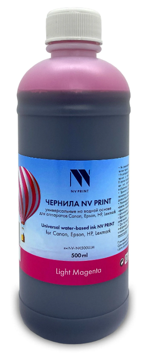 

Чернила NVP NV-INK500ULM универсальные на водной основе для аппаратов Сanon/Epson/НР/Lexmark (500 ml) Light Magenta, NV-INK500ULM