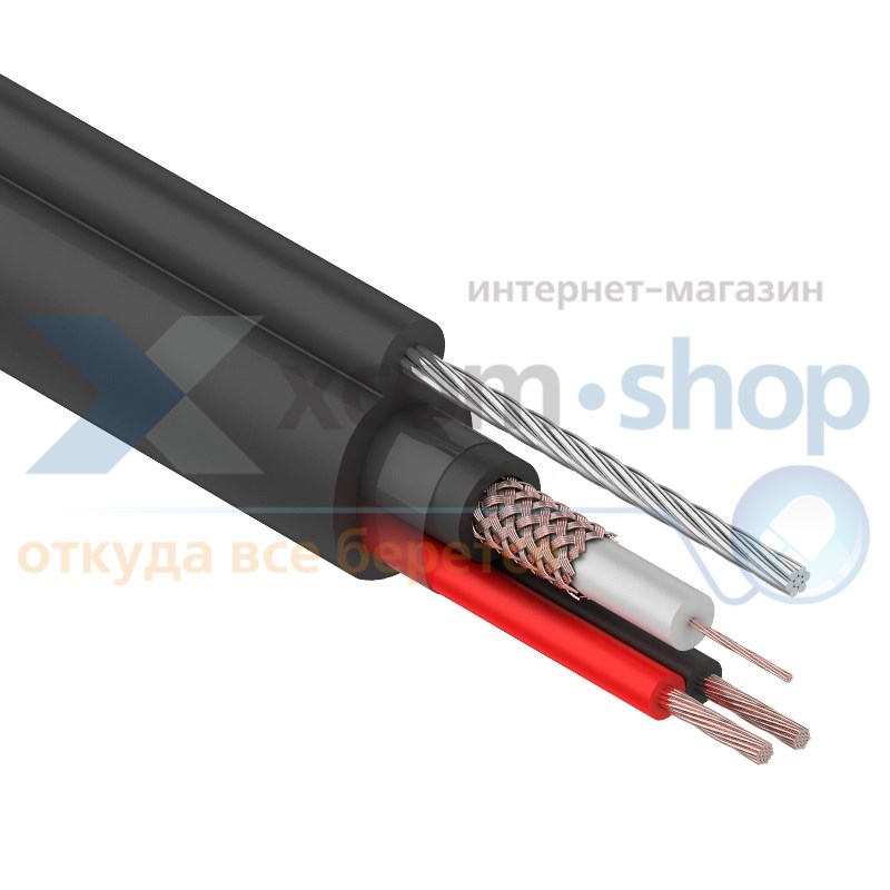 

Кабель Rexant КВК-П + 2х0,75мм² + ТРОС (7*0,4мм), 305м., черный, OUTDOOR 01-4107, КВК-П + 2х0,75мм² + ТРОС (7*0,4мм), 305м., черный, OUTDOOR