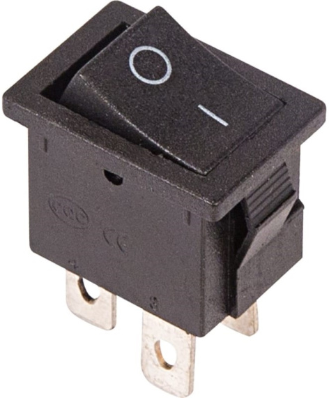 Изображение товара Клавишный выключатель Rexant 36-2146 черный, двухпозиционный, 250 В