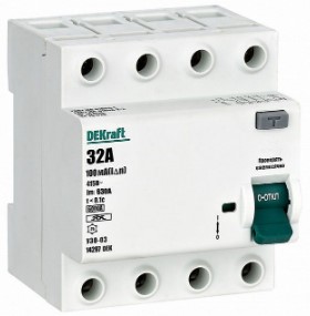 

УЗО DEKraft 14297DEK ВДТ 4P 32А 100мА тип A 6кА, 14297DEK