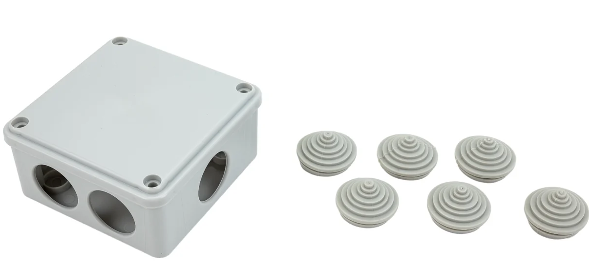 

Коробка распределительная IEK UKO11-100-100-045-K41-44 КМ для о/п 100х100х45мм IP44 6 вв. серая, UKO11-100-100-045-K41-44