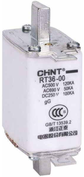 Изображение товара Плавкая вставка CHINT RT36 50А 440-690В предохранитель ножевой