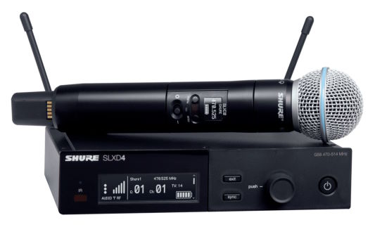 

Микрофонная система Shure SLXD24E/B58-H56 Микрофонная система SHURE [] беспроводная, одноканальная, ручной передатчик с капсюлем Beta58A. Частота UHF, SLXD24E/B58-H56