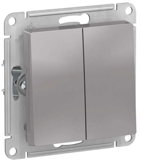 Изображение товара Выключатель двухклавишный Systeme Electric AtlasDesign 250 В 10 А алюминий