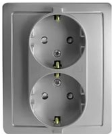 

Розетка Simon 1590451-033 двойная с заземлением 2*2Р+Е, с защитными шторками,винт.зажим,16А, 250В,алюминий, 1590451-033